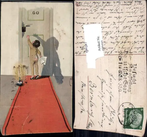 699402 Künstler AK Humor Scherzkarte Scherz Kind Kerze Po Zeitung