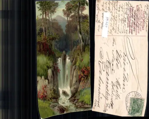 699466 Künstler AK Wald Wasserfall Stp. Dresden Altstadt gel Hainsberg Sachsen