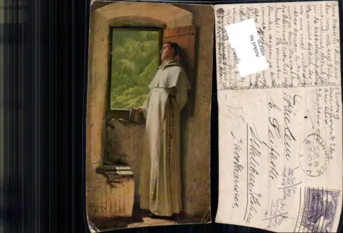 699470 Künstler AK Th. v. Cederström Mönch Bibel gel Uthleben Nordhausen