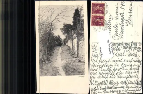 699473 Künstler AK G. Sulzer Weg Idylle Stadtmauer gel Herisau