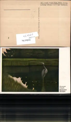 699537 Künstler AK Hermann Osthoff Einsamer Weiher Reiher