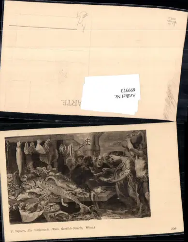 699573 Künstler AK F. Snyders Fischmarkt Händler Verkäufer Markt