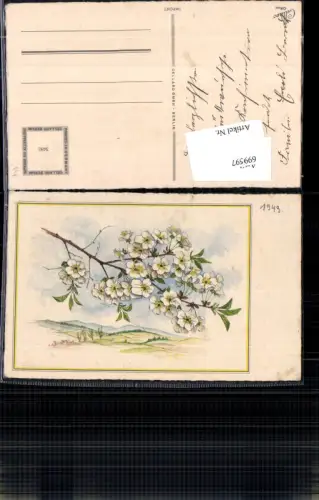699597 Künstler AK Blumen Zweig Landschaft