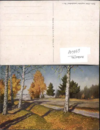 699608 Künstler AK Herbst Echt russiche Landschaften Russia Russland Birken pub Römmler e Jonas