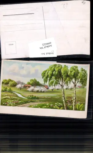 699622 Künstler AK Landschaft Birken Bäume