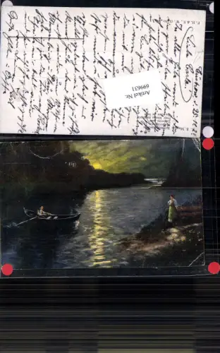 699631 Künstler AK E. B. Magdio Boot Mondschein Mond