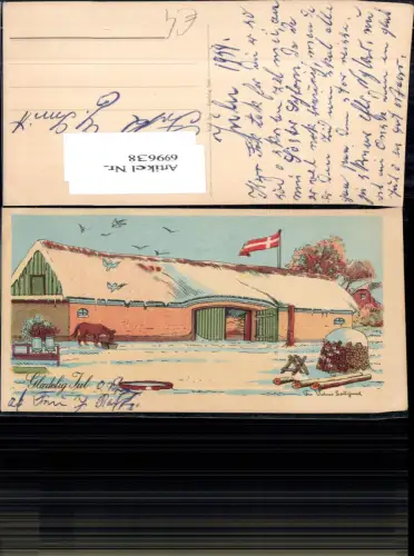 699638 Künstler AK Fra Vederso Prastegaard Neujahr Pferd Dänemark