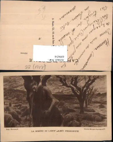 699654 Künstler AK Eugen Burnand La Misere Enfant Hirte Schweine Ferkel