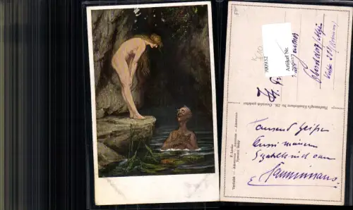 700932 F. Leeke Erotik Akt Verliebt Künstler AK Frau am Wasser