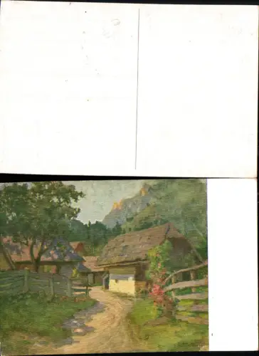 701280 Künstler AK Dorf Häuser Idylle
