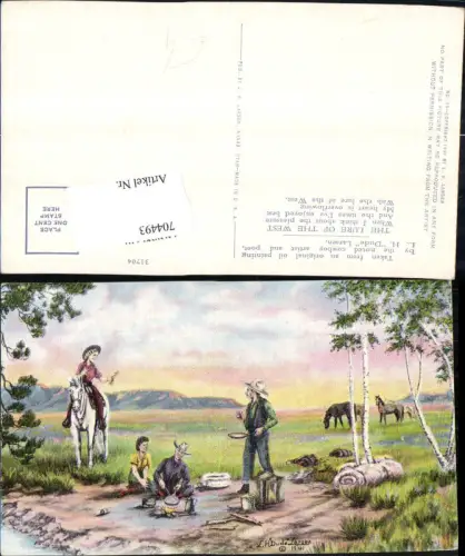 704493 Künstler AK L. H. Larsen Picknick Lure of the West Wildwest Cowboy