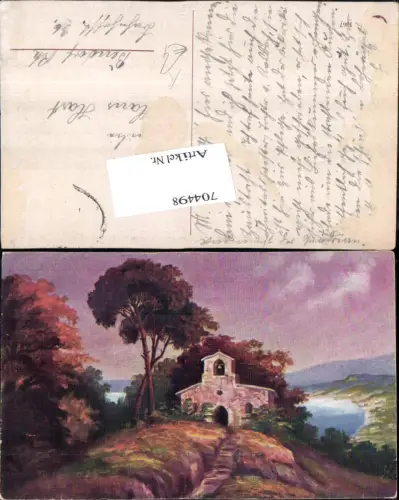 704498 Künstler AK Kapelle am Berg Donau Baum Bäume