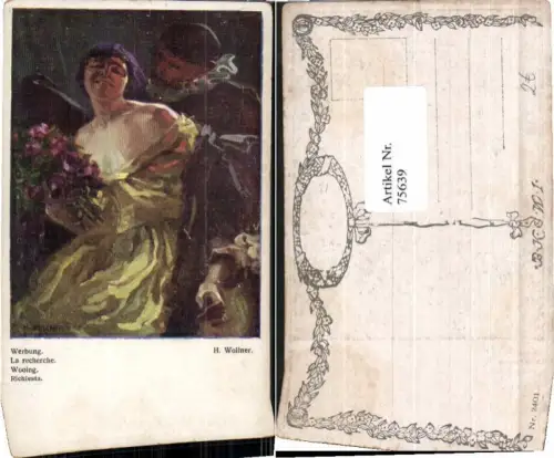 75639,H. Wollner Jugendstil Frau Liebeswerben B.K.W.I 2401