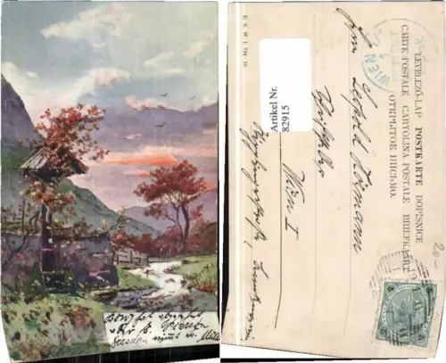 82915,Künstlerkarte B.K.W.I 724-10 Marterl Wegkreuz Berge