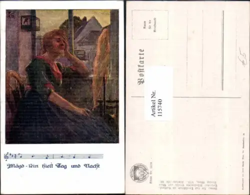 115740,Deutscher Schulverein 1378 Frau weint am Spinnrad