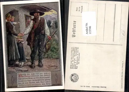 115746,Deutscher Schulverein 801 F. Kuderna Jäger Jagd Kind weint Gewehr