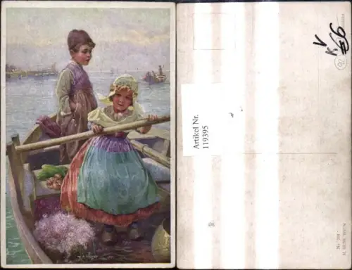119395,M. Munk Vienne 701 R. A. Höger Kinder a. Boot Ruderboot Holland Flandern