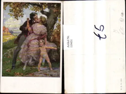 119431,M. Munk Vienne 1324 R. A. Höger Liebespaar Kuss u. Baum Amor