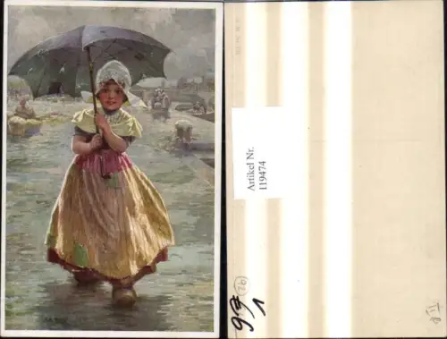 119474,M. Munk Vienne 701 R. A. Höger Mädchen Regenschirm Flandern Holland