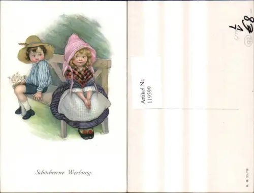 119599,M. Munk Vienne 728 Litho Kinder a. Bank Schüchterne Werbung