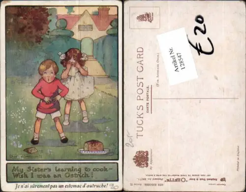 128547,Agnes Richardson Süsse Kinder Mädchen weint Kuchen pub Tuck 8671