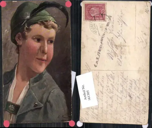 161305,Theo Stroefer 1133 L. Kraus Junge mit Hut Feder im Hut Tracht