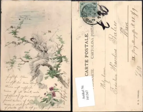 161367,M. Munk Vienne Jugendstil Art Nouveau Frau am Baum 1898