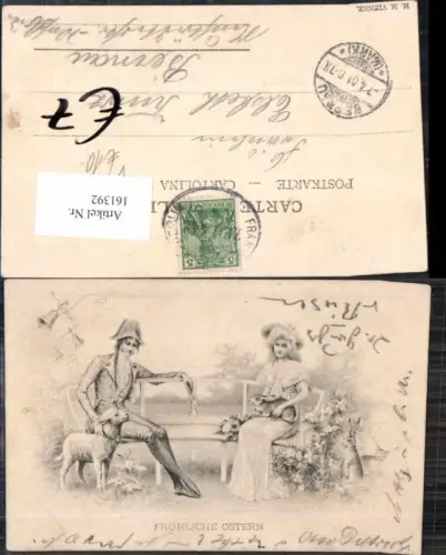 161392,M. Munk Vienne Jugendstil Art Nouveau Ostern Hase Frau