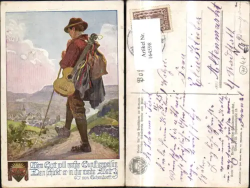 164598,Dt Schulverein 878 Wanderer Mann Wanderstock Spruch Reim