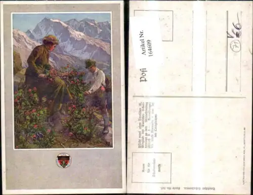 164609,Dt Schulverein 347 Frau Mann m. Blumen Strauch i. d. Berg
