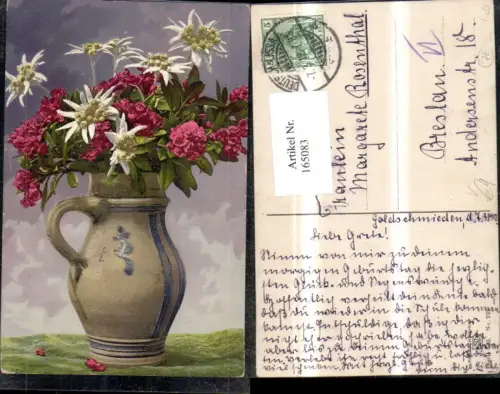 165083,Photochromie Nenke e Ostermaier 503euro725 Blumenvase Edelweiß Blumen