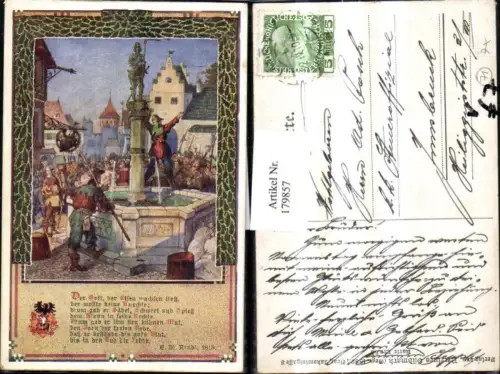 179857,Verein Südmark 55 T. Weizl Krieger Kämpfer Brunnen Gedicht 1813