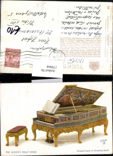 179944,R. Tuck e Sons Oilette 4501 Queens Dolls House Grand Piano in Drawing Room Klavier Flügel