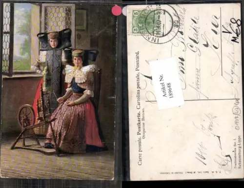 189648,Theo Stroefer 796 Trachtenkarten Ser. 1 Schaumburg Lippe Spinnrad Spinnen Trachten