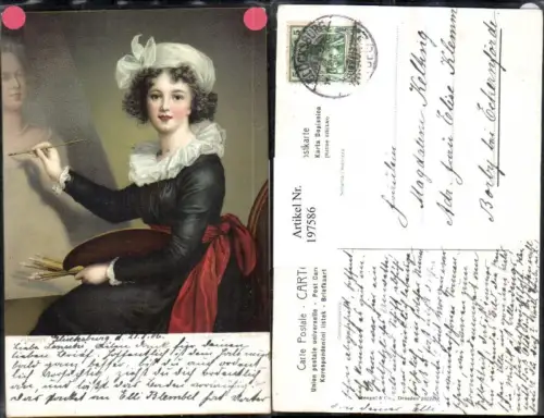 197586,Stengel e Co 29826 Künstlerin Frau malt ein Portrait Pinsel