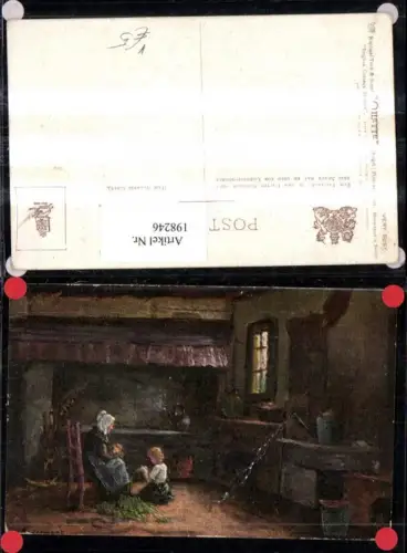 198246,Raphael Tuck 1531 Künstler A. Hevermans English Cottage Homes Innenansicht Frau m. Kind