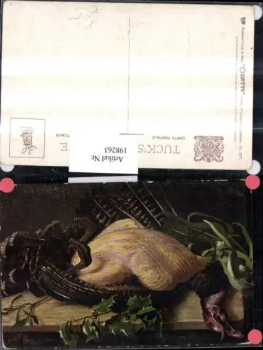 198263,Raphael Tuck 577 Weihnachts-Stilleben tote Pute Mistelzweig