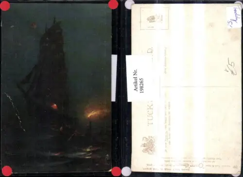 198265,Raphael Tuck 2715 Künstler Ricard Cordingley Segelschiff b. Nacht