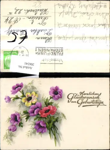 206341,Künstler Ak Meissner e Buch 3447 Präge Blumen Glückwunsch z. Geburtstag