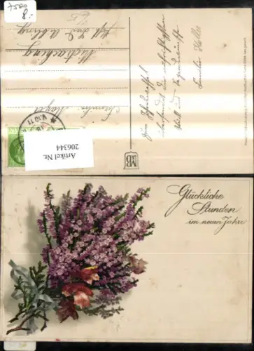 206344,Künstler Ak Meissner e Buch 2294 Blumen Zweige Blätter Glückliche Stunden i. Neuen Jahr