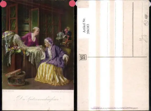 206383,Künstler Ak Meissner e Buch 2569 A. M. Wirth Die Spitzenverkäuferin Frauen Stoff