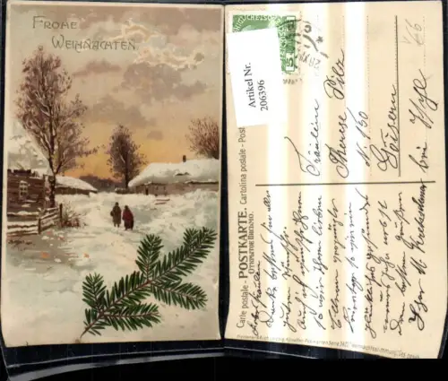 206396,Künstler Ak Meissner e Buch 1472 Weihnachtsstimmung Winterdorf Tannenzweig