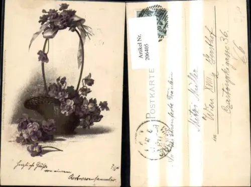 206405,Künstler Ak Meissner e Buch 1072 Veilchen i. Korb