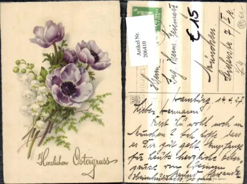 206410,Künstler Ak Meissner e Buch Blumen Ostergruß
