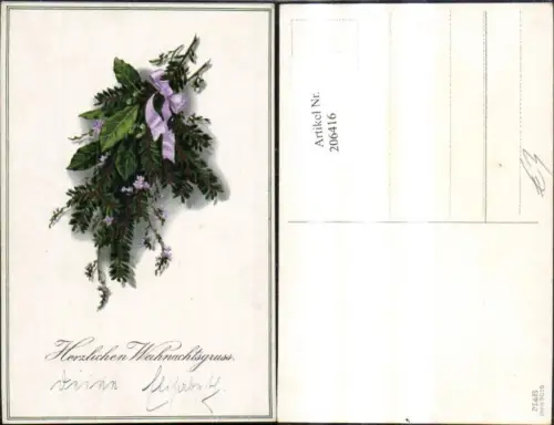 206416,Künstler Ak Meissner e Buch 5016 Tannenzweig Schleife Weihnachtsgruss
