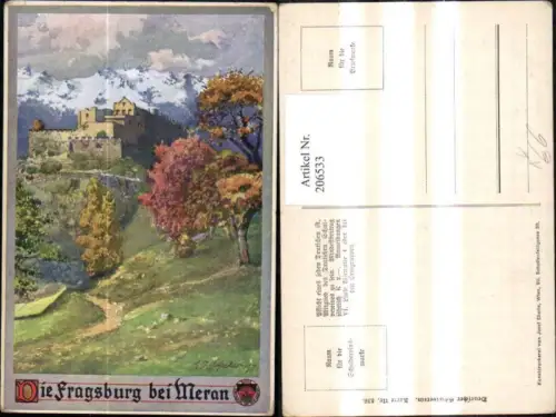 206533,Künstler AK E. F. Hofecker Deutscher Schulverein 336 Die Fragsburg b. Meran