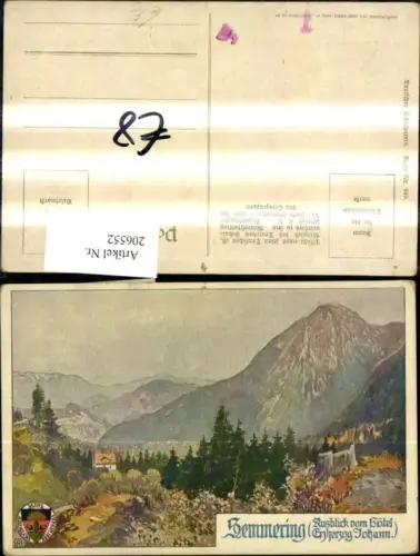 206552,Deutscher Schulverein 449 Semmering Ausblick v. Hotel Erzherzog Johann