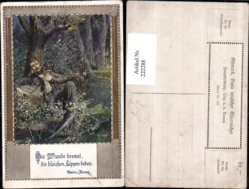 222288,Bund Deutscher Österreicher 127 Künstler F. Kuderna Mann m. Schwert im Wald
