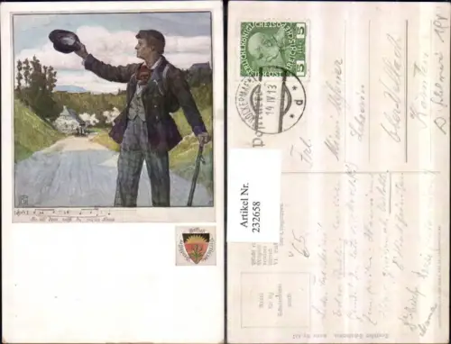 232658,Deutscher Schulverein 457 Mann m. Hut u. Stock Straße Lied