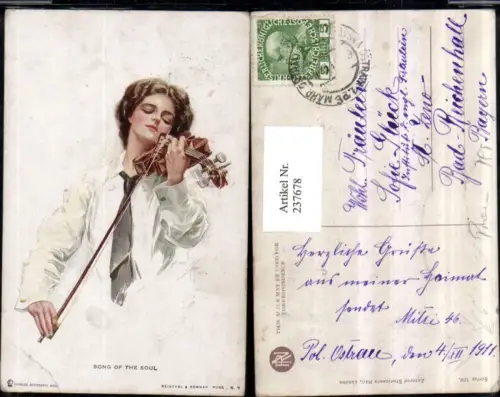 237678,Reinthal e Newman 108 Künstler AK Song of the Soul Frau m. Geige